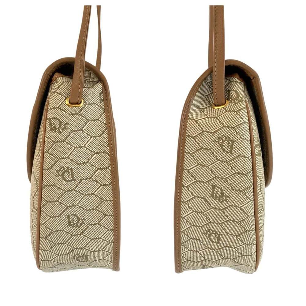 Christian Dior Vintage Honeycomb Pattern Beige Brown Leather Shoulder Bag/Pou... - Picture 6 of 8